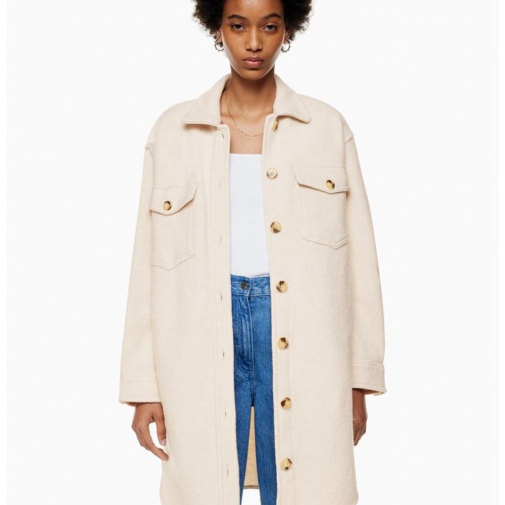 Aritzia Wilfred Free Ganna Long Shirt Jacket 2XS